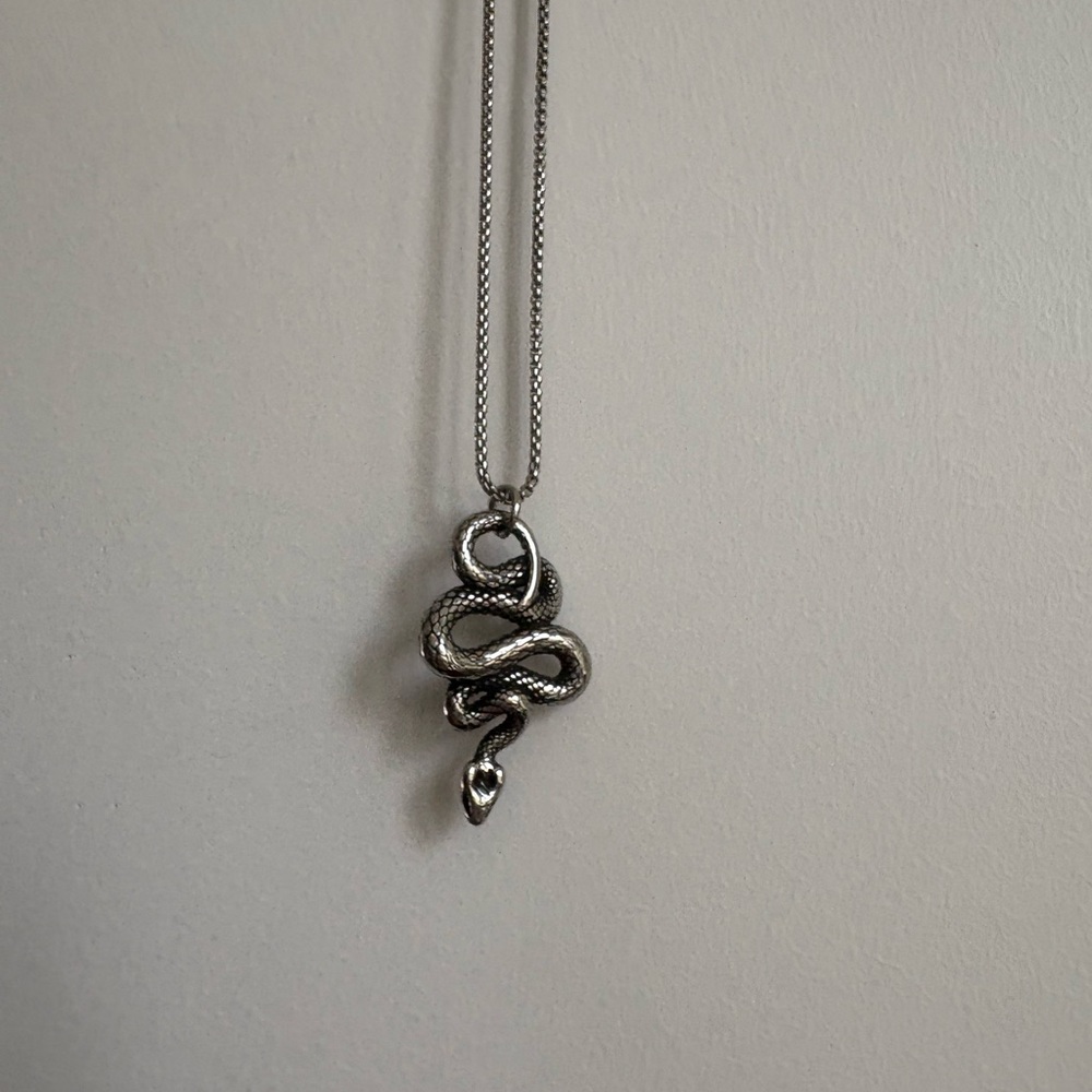 Silver Snake Pendant Necklace